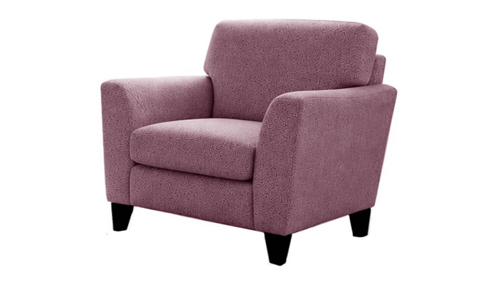 Signature Collection Large Armchair in Cosmo Mauve Fabric with Black Wood Legs